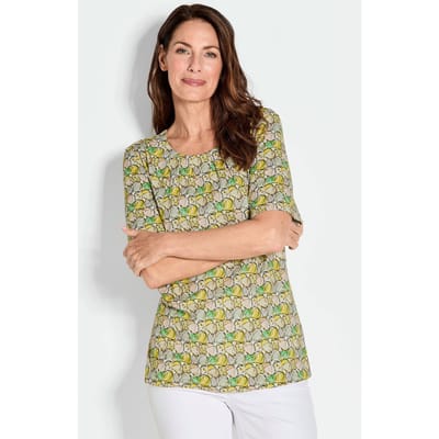 Shirt met trendy print - grün / gelb / gedess. - Gr. 54 van Goldner Fashion