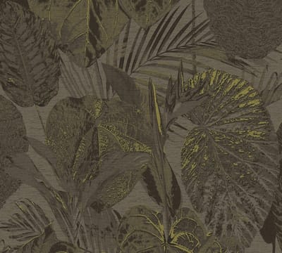 BLADEREN BEHANG | Botanisch - Braun Zwart Goud - LivingWalls Famous Garden