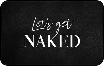 Badmat 80x50 cm - Antislip - Quotes - Let's get naked - Zwart - Spreuk - Badmatten voor badkamer - Badkamermat - Douchemat - Badkamer mat