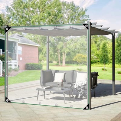 Waterdicht PVC Dekzeil - Zeildoek Gordijn Transparant - Buiten Beschermen - Verstevigd Met Oogjes - 1.2x2.2m - Helder