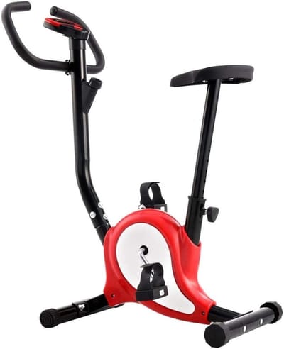 Hometrainer met riem - Fitnessfiets binnen - Thuis sporten - LCD computerdisplay - 64 x 41 x 104 cm - Rood