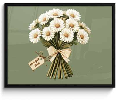 Poster in lijst - Fotolijst 70x50 cm - Posters - Lint - Boeket - Groen - Quote - Posterlijst zwart - Decoratie - Wanddecoratie woonkamer - Muurdecoratie slaapkamer