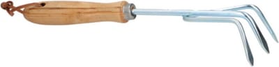 Kinzo Handkrabber - 3-tand - Houten handvat - Lichtgewicht - 26,5 cm - Zilver