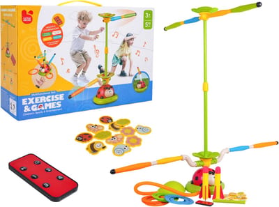 Playos® - 5 in 1 Arcadegame - Instelbare Moeilijkheidsgraad - Geluidseffecten - met Automatisch Springtouw, Raketlancering, Doelwerpen, Obstakelrennen en Dieren Verzamelen - Buitenspelen - Ontwijken - Springen