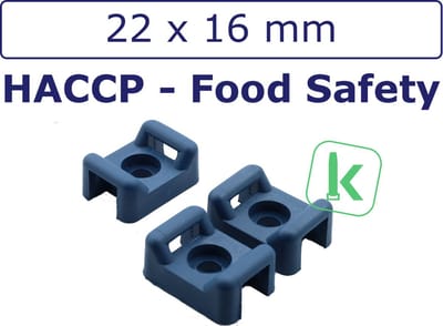 PRO-TIE® - Schroefzadels / Bevestigingsvoeten Metaal Detecteerbaar (HACCP) 22 x 16 mm Blauw (Zak 100 stuks)