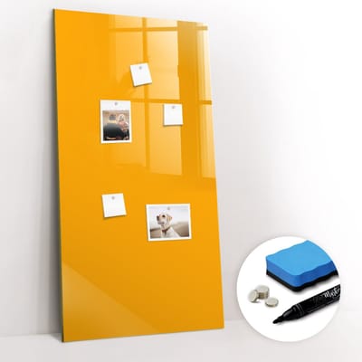 Tulup Whitebord - Kleur Lichtoranje Magneetbord - 60 cm x 120 cm - Magnetisch Bord - Minimalistisch Prikbord - Magnetisch Bord Kind - Planning Muur - Gratis 5 Sterke Magneten + Whiteboard Marker & Wisser - Memo Bord - Magneetbord Design