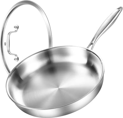 Roestvrijstalen Koekenpan 20 cm 3-lagen met Deksel voor Inductie en Steaks
