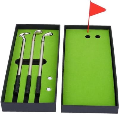 Golfbalpen Set - Mini Golf Stiften - Kantoor Decoratie - Inclusief Bal & Vlag - 3 Pen Stuks - Diverse Kleuren