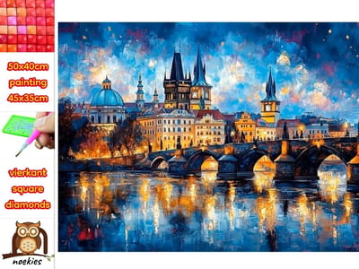 50x40cm Diamond Painting Charles brug Praag (vierkant) nr 5