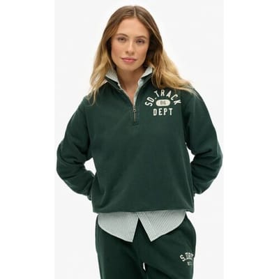 Superdry Athletic Essentials Applicatie Halve Rits Sweatshirt Green Grootte: 40