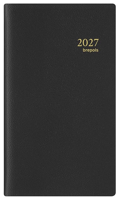 Brepols agenda 2027 - INTERPLAN [0.736] - GENOVA - Zak agenda - 1 week op 2 pagina's - Weekoverzicht - Zwart - 9 x 16 cm