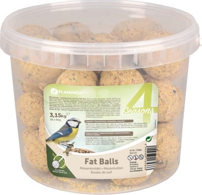 Flamingo 4 Seasons Mezenbollen - Vetbollen - Zonder Net - in Emmer - voor Buitenvogels - 35st / 3,15kg