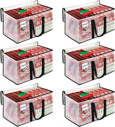 Verhuis Tassen - Opbergzakken Set - Spullen Opslaan - Versterkte Handgrepen - 6 Stuks 125L - Transparant
