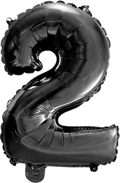 Folie Ballon Cijfer 2 zwart 41 cm