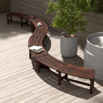 Gebogen Houten Tuinbank voor 2-3 Personen - Weerbestendig Houten Terrasbank