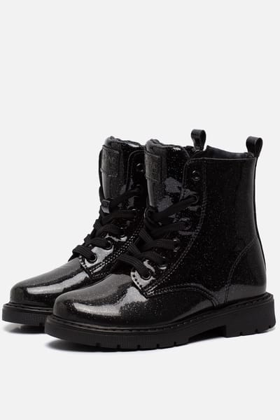 Kipling Ella Veterboots zwart Pu - Maat 27 - Kinderschoenen