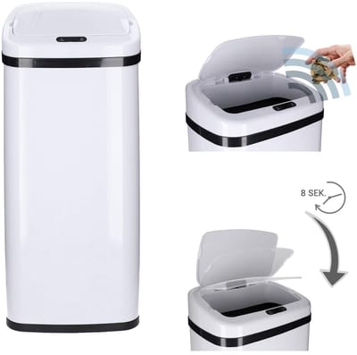 Prullenbak Sensor - Automatische Vuilnisbak - Hygiënisch Afval - Geurvrije Deksel - 30 Liter - Wit