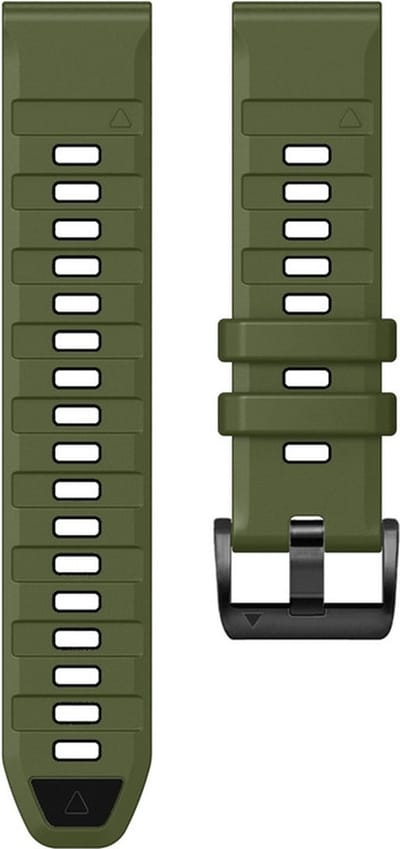 Siliconen bandje - geschikt voor Garmin Fenix 5 / 5 Plus / 6 / 6 Pro / 7 / 7 Pro / 8 (47 mm) / E (47 mm) / Epix (Pro) (2) 47 mm / Quatix 5 / 6 / 7 / 7 Pro / Approach S60 / S62 / S70 47 mm / MARQ / D2 Delta / D2 Mach 1 / Descent G1 - groen-zwart