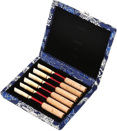 Hobo Rieten Case - Bescherming Tegen Vocht Van Hout + Zijden Doek Cover, Houder Opbergdoos Voor 6 Stuks Esdoorn - Blauw, Groen, Rood, Geel