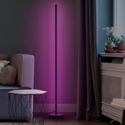OSRAM SMART+ WIFI LED vloerlamp, rond, zwart 14W, 1170lm, verstelbaar wit & gekleurd licht, dimbaar, DIY & muziek ritmefunctie, lange levensduur, eenvoudige installatie, bedienbaar via app, 2700 - 6500K