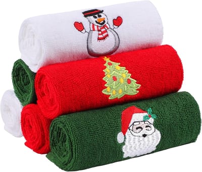 3-delige Kersthanddoek Set - Kerstman Thema - 100% Katoen - Feestelijke Decoratie - 35x75 cm