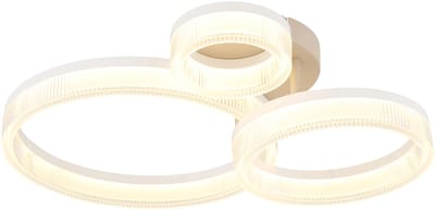 LED plafondlamp ringen zandkleurig design lamp eetkamerlamp woonkamerlamp, metaal, 24W 2000Lm warm wit, LxBxH 51x40,5x12,5 cm