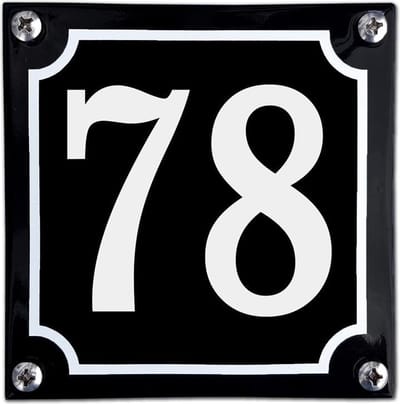 Zwart emaille huisnummer  - 78