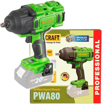 Procraft PWA80bb accu-slagmoersleutel 20 V 1600 Nm 1/2" borstelloos solo - zonder accu, zonder oplader