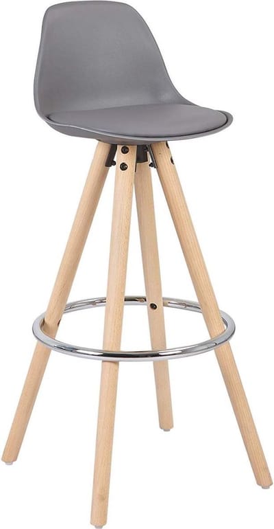 Barkrukken Set 75cm Grijs - Kunstleer, Zithoogte 75cm en Met rugleuning - Voor Eetkamer, Keuken en Woonkamer