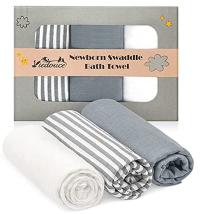 Baby Mousseline Inbakeren Dekens 115 x 115 cm - 3 Stukken Zachte Katoenen Babydoeken