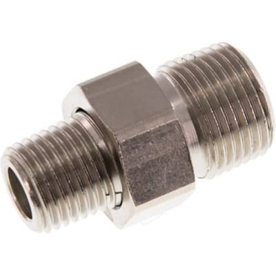 R 3/8'' x R 1/4'' Vernikkeld Messing Borstnippel 3-delig met Conische afdichting 16 Bar [2 Stuks]