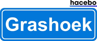 Hacebo - Plaatsnaam Sticker - 29x10 CM - Grashoek sticker - Verkeersborden sticker - grappige cadeaus - Grashoek