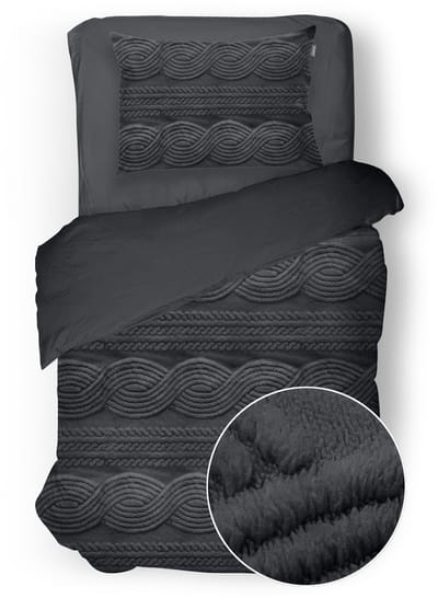 Eleganzzz Dekbedovertrek Jacquard Teddy Pluche - Dark Grey - Jacquard Teddy Dekbedovertrek - Dekbedovertrek 140x200/220cm - Eenpersoons dekbedovertrekken - 140x220cm - Teddy Dekbedovertrek - Fluffy Dekbedovertrek - Effen Dekbedovertrek