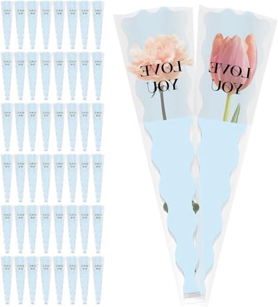 Bloemenzakken - Boekethoezen - Bloemen Verpakken - Decoratief Ontwerp - 50 Stuks - Lichtblauw