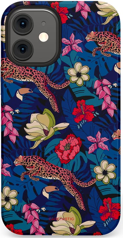 Casetastic Hoesje Geschikt voor Apple iPhone 12 Mini - Stijlvolle Beschermende Duo-layer Case - Jungle parade