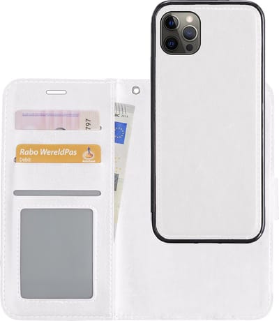Hoesje - 2 in 1 - Geschikt voor Apple iPhone 13 Pro - Met Uitneembare Hard Cover - Bookcase - Wallet Case - Met Pasjeshouder - Book Case - Uitneembaar - Pashouder - Kunstleer - Telefoonhoesjes - Wit