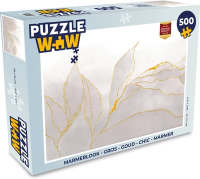 Puzzel Marmerlook - Grijs - Goud - Chic - Marmer print - Legpuzzel - Puzzel 500 stukjes