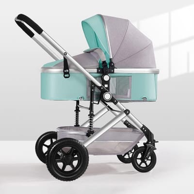 Kinderwagen 2-in-1 - Babywagen Reiswieg - Baby Vervoeren - Omkeerbare Zitting - 61x90x100CM - Groen