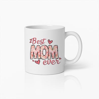 Best Mom Ever Koffiemok - Bloemen Moederdag Cadeau - Witte Keramische Mok