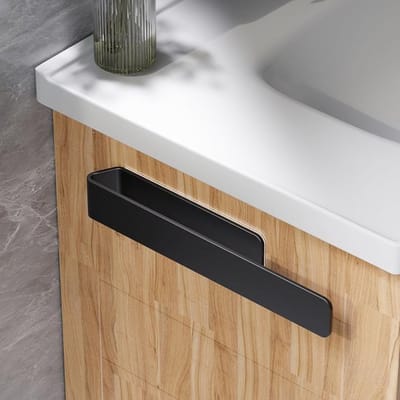 SnelShoppen - Towel Holder zonder boren - Aluminium handdoekhouder voor badkamer en keuken - 2 stuks - Zwart - Eenvoudig te bevestigen