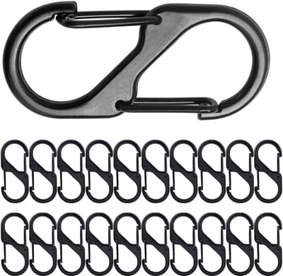 Dailygoods- Karabijnhaak S-vorm 20 stuks - Aluminiumlegering - Sleutelhanger - Lichtgewicht - Dubbel openingsontwerp - Voor wandelen/kamperen