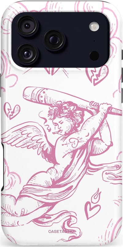 Casetastic hoesje geschikt voor Apple iPhone 17 Pro Max - MagSafe - Dubbellaagse bescherming - Engel Roze Liefde - Fashion Case - Wit Lichtroze Lichtgrijs