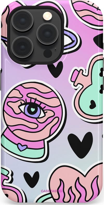 Casetastic Hoesje Geschikt voor Apple iPhone 15 Pro Magsafe - Stijlvolle Beschermende Duo-layer Case - Pastel Popart