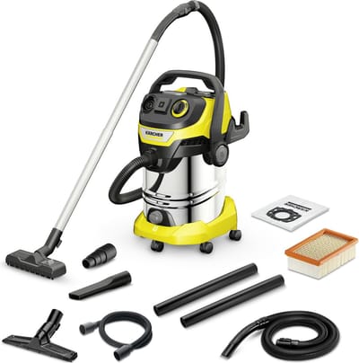 Kärcher WD 6 P S V-308/22/T Renovation - 1300 W - 30 liter - Renovatieset - Geïntegreerd stopcontact - RVS zuigbuizen - Afvoerschroef - RVS Container - Vlakfilter