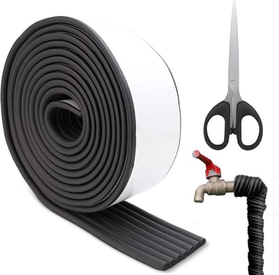 Zelfklevende Schuim Buisisolatie voor Verwarming en Waterleidingen - 8 cm x 5 m Zwart