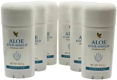 Aloe Ever-Shield Deodorantstick, 6-Pack, deodorant zonder aluminium en zonder alcohol, met verzorgende aloë vera voor de gevoelige huid, betrouwbare bescherming, dermatologisch gecertificeerd , 91 gr x 6