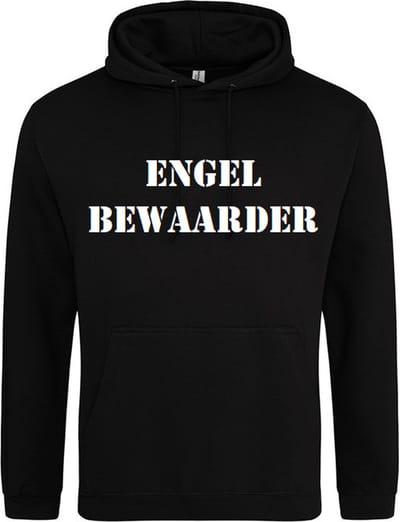 Engelbewaarder | Hoodie | Sweater | Capuchon | Trui | Hooded | Print | Engelbewaarder | Feest | Carnaval | Party | Zwart | Maat XS