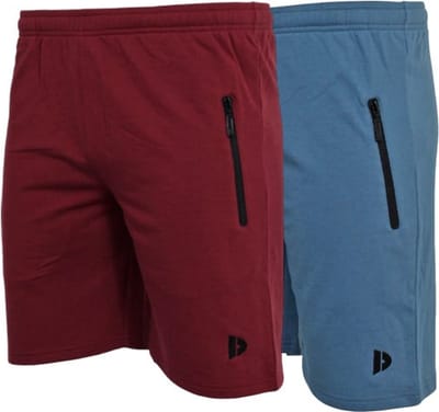 2-Pack Donnay Joggingshort (Nick) - Sportshort - Heren - Burgundy/Denim blue (664) - maat S