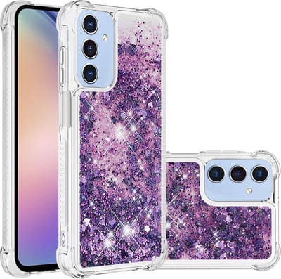 Coverup Hoesje - Geschikt voor Samsung Galaxy A16 Hoesje - Coverup Liquid Glitter Back Cover - Paars
