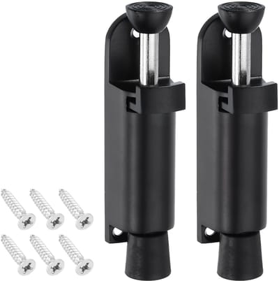 Dailygoods- Deurstopper Veerbelast - Antislip Rubberen Voet - Zinklegering - Inclusief Bevestigingsschroeven - Set van 2 - Afmetingen 112 mm - Deurstoppers